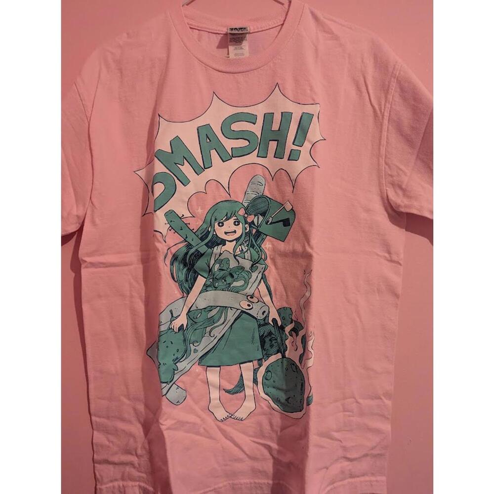 Omori game Aubrey SMASH! Pink and Teal Shirt